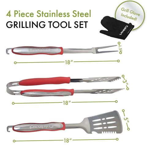 Stainless Steel 3 Piece BBQ Grilling Tool Set With Spatula Fork And Tongs Plus Bonus Grill Glove For Outdoor Grillin Mastery