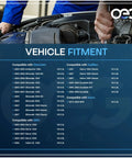 Hand repairing engine with OEG Parts vehicle fitment list for GM Chevrolet, GMC, Cadillac, and Isuzu models overlaid.