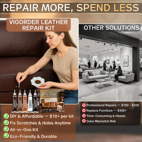 Brown Leather Repair Kit For Furniture And Auto Interiors With Quick Drying Adhesive To Fix Scratches Tears Holes And Peeling