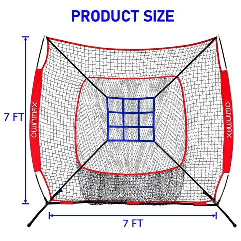 7x7 Ft Baseball And Softball Practice Net With Detachable Bow Frame For Batting Hitting And Pitching Heavy Duty Durable Build