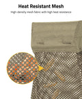 Close-up of Heat Resistant Mesh Brass Shell Catcher with Padded Casing, showing high-density heat-resistant mesh fabric.