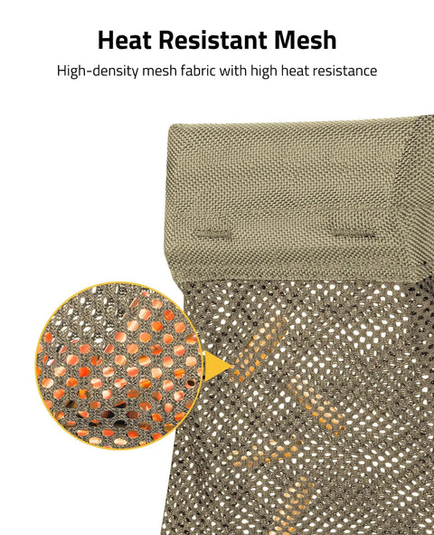 Close-up of Heat Resistant Mesh Brass Shell Catcher with Padded Casing, showing high-density heat-resistant mesh fabric.