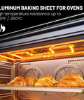 Baking croissants on 12 Pack Half-Size Aluminum Baking Sheets Pan Set in oven, commercial grade, oven-safe up to 500°F