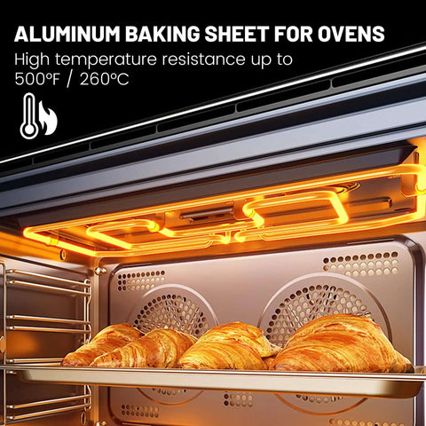 Baking croissants on 12 Pack Half-Size Aluminum Baking Sheets Pan Set in oven, commercial grade, oven-safe up to 500°F