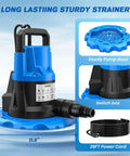 One HP Automatic Pool Cover Pump with 5000 GPH Submersible Water Removal, 26 Foot Power Cord, Three Quarter Inch Check Valve