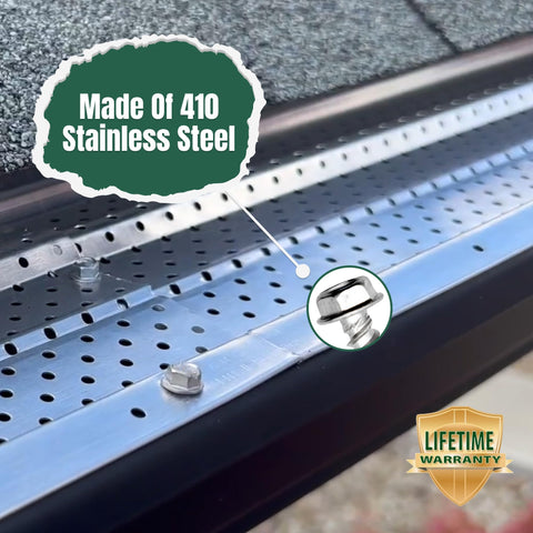 Installed Gutter Screw Kit Half Inch 8 Stainless Steel Zip Screws With Self Piercing Xtra Sharp Tip on gutter with magnetic driver.