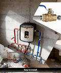 Heavy Duty Brass Full Bore Ball Valve With Handle Three Quarter Inch NPT Female To Female Plumbing Fitting installed in a plumbing system