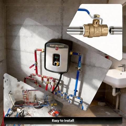 Heavy Duty Brass Full Bore Ball Valve With Handle Three Quarter Inch NPT Female To Female Plumbing Fitting installed in a plumbing system