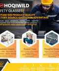 Bulk Safety Glasses Pack 80 Count With 40 Clear Glasses And 40 Sunglasses For Men And Women Built Tough For Construction Workshop Or Lab Use Scratch And Impact Resistant Eye Protection featured in a promotional graphic with safety benefits highlighted.