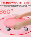 Hands using pink Four Wheel Ab Roller Exercise Wheel With Knee Mat For Indoor Core Workout High Load Capacity And Flexible Movement