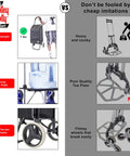 Sport Foldable Grocery Cart On Wheels With Removable Tote Bag Multi Use Rolling Cart And Hand Truck Dolly Function vs imitation