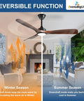 52 Inch Outdoor Ceiling Fan With Light Three Blade Modern Walnut Vibe Dimmable LED Lighting Remote Ultra Quiet DC Motor Reversible