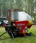 Hay Baler And Wrapper Combo HB3120 HW20 For Farms And Small Operations with tractor in grassy field