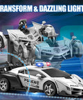 One Click Transformer RC Police Car With Realistic Flashing Lights And A Convertible Battle Robot Mode Rechargeable Remote Control Toy For Kids