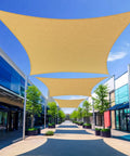 10x12 Foot Sand Shade Sail Rectangle Breathable UV Blocking Outdoor Canopy For Backyard Patio Pergola Garden Deck Heavy Duty HDPE Fabric With Durable Corner D Rings Custom Size Available installed above outdoor walkway
