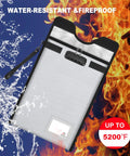 Go-To Fireproof Document Safe With Lock 5200F pouch with water and fire resistance features visibly highlighted.