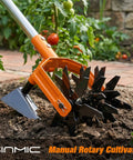 2 In 1 Garden Cultivator And Weeder With Upgraded Triangle Hoe And Adjustable Long Handle For Lawn Care in use on soil