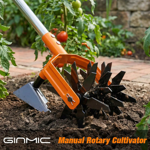 2 In 1 Garden Cultivator And Weeder With Upgraded Triangle Hoe And Adjustable Long Handle For Lawn Care in use on soil