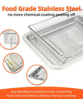 Replacement Air Fryer Tray For TOA 60 65 70 And Similar Sized Convection Toaster Ovens 12.4 By 11 Inches Stainless Steel Basket