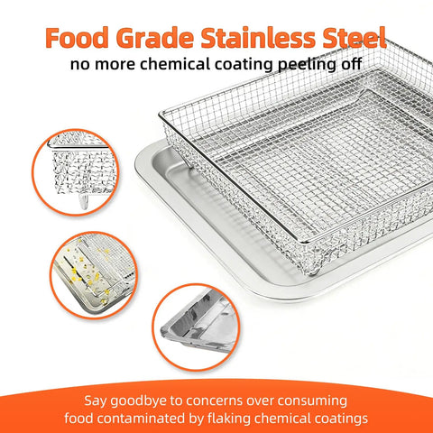 Replacement Air Fryer Tray For TOA 60 65 70 And Similar Sized Convection Toaster Ovens 12.4 By 11 Inches Stainless Steel Basket