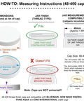 Diagram showing measuring instructions for Screw-On 48mm Water Cooler Cap With Foam Liner Pack Of 3 For Plastic Water Jugs And Dispensers Fits 48-400 Neck Finish Replacement Lid For 1 To 5 Gallon Jugs, Durable, Leak-Proof Seal, Easy To Install On Any Compatible Jug