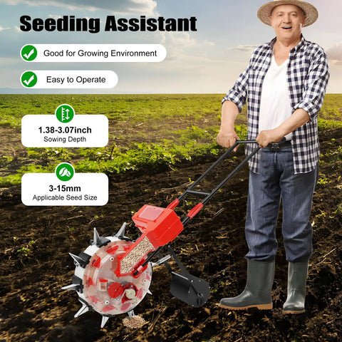 single row garden seed planter Hand Push Garden Seeder Roller Planter For Beans Vegetables And Grain Single Row Seeder With Fertilizer Applicator No Fuss Seed And Fertilizer