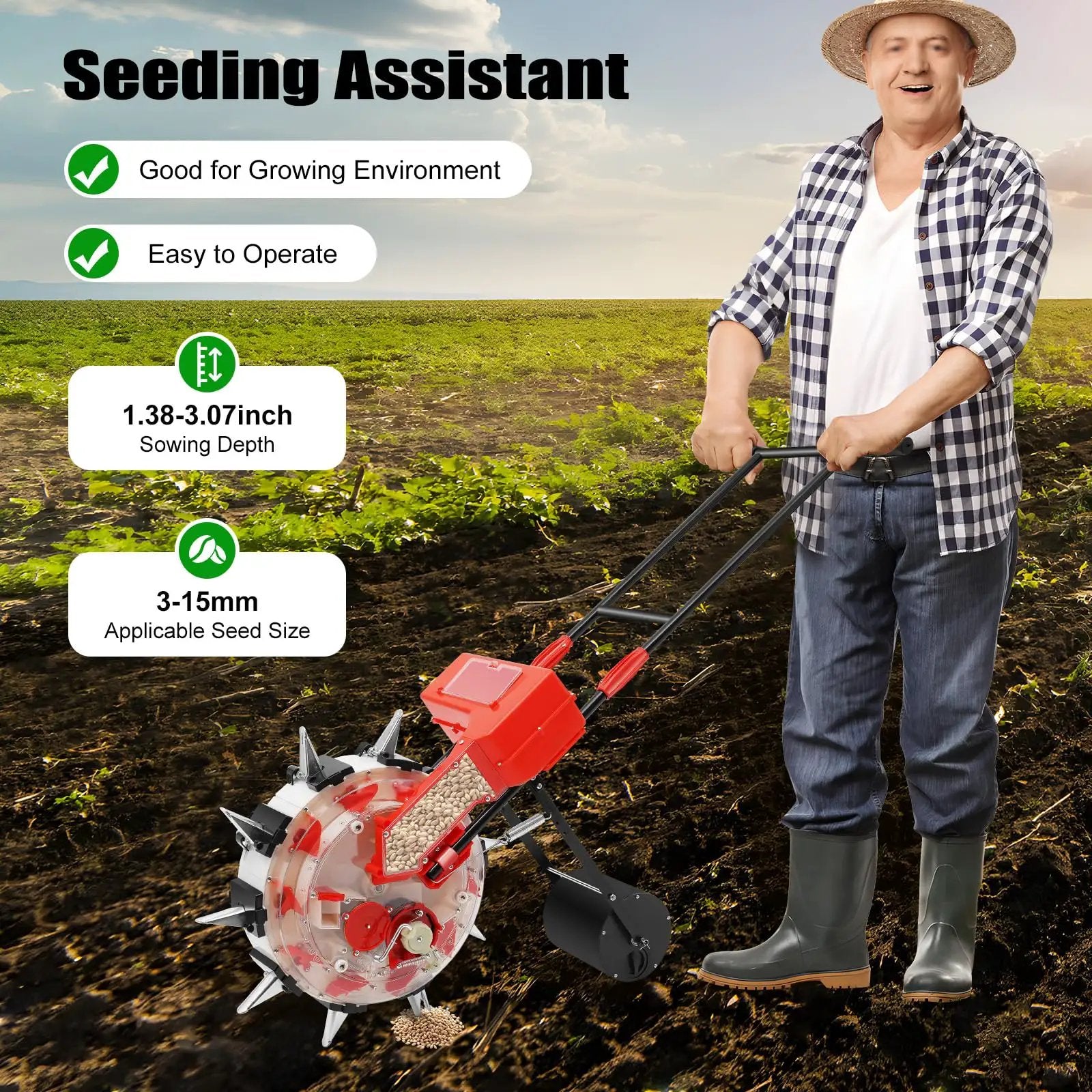 Walk Behind 10 Row Garden Seeder Adjustable ✓