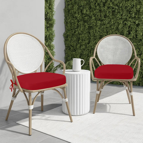Outdoor Chair Cushions Set Of 2, 17x17 Thick D Shaped Patio Cushions Waterproof With Ties For Outdoor Dining Chairs on wicker seats