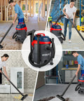 Collage of Beast 5.5 Peak HP Wet And Dry Shop Vacuum with 5 Gallon Tank used in various cleaning scenarios