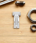 Heavy Duty Stainless Steel Trailer Hinge Set For Rear Doors And Utility Truck Bins, Marine Grade Corrosion Resistant, Easy Universal Installation, Triangle Hole Spacing, Smooth Quiet Operation For Dump Trailer Doors And Coastal Environments; stainless hinge laid flat