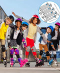 Children inline skating with 20 Sets Inline Skate Wheel Socket Screws With Hex Shaft And Two Piece Installation Tools visible.