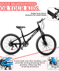 Kids Mountain Bike 20 To 24 Inch With Front Suspension 7 Speeds Dual Disc Brakes Anti Slip Butyl Tires Built For Rough Terrain