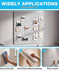 18 Pack Peel and Stick Acoustic Panels for Walls, Self Adhesive Sound Absorbing Foam Tiles to Cut Echo and Reverb, Noise Reducing Wall Covers for Home Studios, Gaming Rooms, and Bedrooms, Easy DIY Install, 12 Inch Squares applied to a wall with photos attached.
