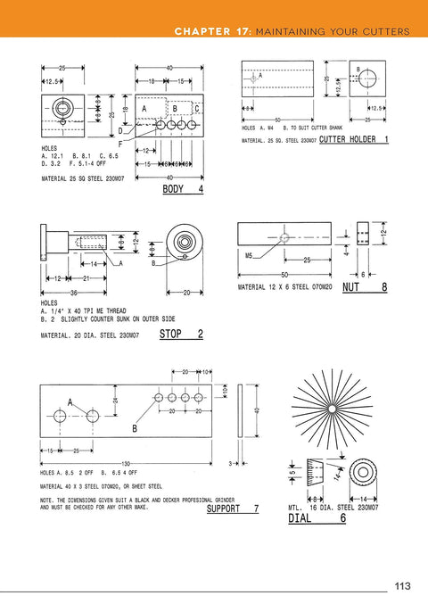 The Milling Machine for Home Machinists book page with black-and-white dimensioned milling machine diagrams