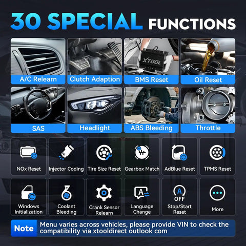 Image of Dealership-Grade All-System OBD2 Scanner For Home Mechanics And DIYers With 30 Maintenance Functions, 2026 Car Diagnostic Tool Featuring FCA CAN FD, showcasing dashboard functions.
