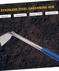 Stainless Steel Gardening Hoe With Anti Skid Rubber Grip Lightweight Yet Sturdy Hand Tool on soil background