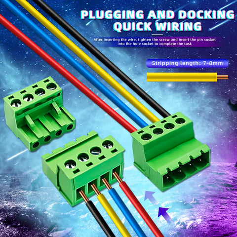 15 Pairs 4 Pin 5.08mm Pitch PCB Mount Screw Terminal Block Connector Kit With 15 4 Pin Plugs, Heavy Duty Phoenix Type