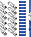 12 Pack Rope Tightening Tools With Locking Tensioners Set For Camping Boating Tents And Vehicle Cargo Heavy Duty Nylon Paracord Adjusters 10 Ft Ropes Blue