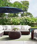 Outdoor Pillow Inserts 18x18 Set Of 4 Waterproof And Water Resistant Cushions on patio furniture in garden setting