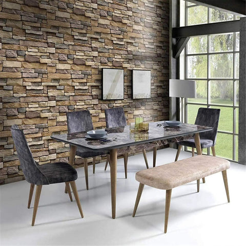 Peel And Stick Stone Brick Wallpaper 24 By 195 Inches Self Adhesive Backsplash Wall Covering For Easy DIY Install Removable Decor with grid lines
