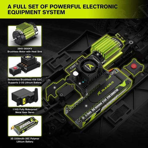 All Terrain RC Monster Truck For Adults With Gyro Top Speed 50 Plus MPH 4WD Off Road Rally Car Waterproof Remote system components