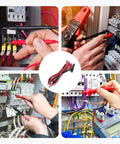 Collage of Universal Digital Multimeter Test Leads CAT III 1000V 20A Replacement Probes For High Voltage Checks in use