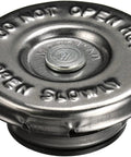 Standard Radiator Cap 31528 Replacement For Cars And Trucks, Durable High Pressure Control, shown from above with engraved instructions.