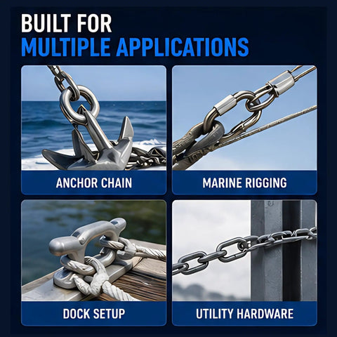 316 Stainless Steel Quick Link Chain Connector Carabiner For Chain Rope Anchor Rigging Recovery And Sailing Gear Marine Grade With Screw Lock Built To Last Fast Secure Attachment 9mm 11/32 Inch Size Pack, anchor chain use