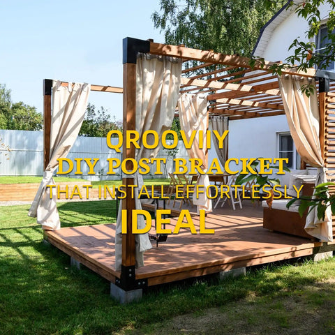 Two Pack Heavy Duty Pergola Bracket Kit Built For Outdoor DIY Projects 14 Gauge Steel L Shaped Wood Brackets For 5.5 x 5.5 Inch Lumber 6x6 Posts Includes Hardware For Gazebos Pergolas