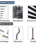 Comparison of JEJONFRI screws with ordinary ones, highlighting workmanship, material, and anti-rust surface benefits.