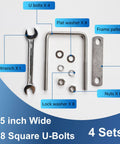 M8 Square U Bolts Four Pack With Nuts Frame Plates And Washers Stainless Steel Heavy Duty U Bolts Two And A Half Inches Wide