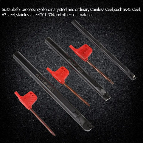 SCLCR Lathe Boring Bar Kit with Internal Turning Tool Holder, 10 CCMT0602 Inserts, 3 Wrenches for CNC Machines, compact design