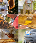 13 Piece Bee Hives Starter Kit With XXL Bee Suit And Veil Smoker Tools shown in use by beekeeper