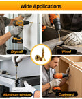 Nine Size M4 Wood Screws Set For Woodworking And Furniture Repairs 325 Piece Zinc Plated Self Tapping Phillips Flat Head Screws Kit in use on various surfaces